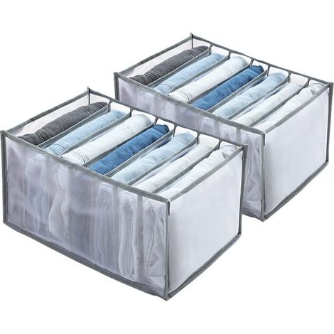 Lot de 2 boîtes de rangement pour jeans, organisateur de tiroir, organisateur de vêtements adapté au rangement des vêtements (1/5)