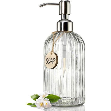 Frasco De Jabón - 500 Ml - Vidrio Reciclado - Dispensador De Bomba - Para Gel De Ducha Y Jabón De Manos - 1 Unidad (1/5)