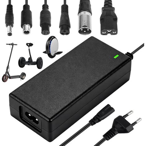 Ladegerät für Elektroroller – Universelles 36V/42V 2A Ladegerät – 6 Anschlüsse – Ladekabel für Lithium-Akkus, Netzteil, Ladegerät für Fahrräder und E-Skateboards – Kompatibel mit Xiaomi Mi Mijia M365  (1/5)