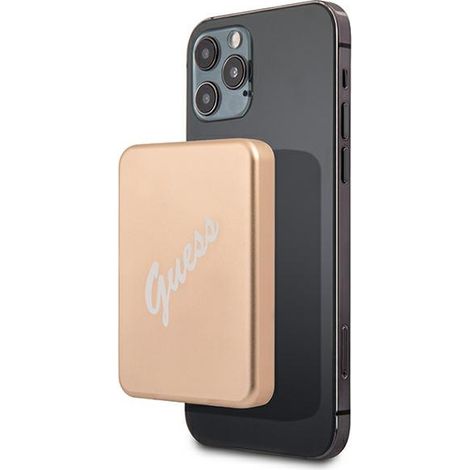 Batería externa inductiva Guess de 5 W GUPBMSVSLG de 3000 mAh, color oro/oro, con MagSafe.