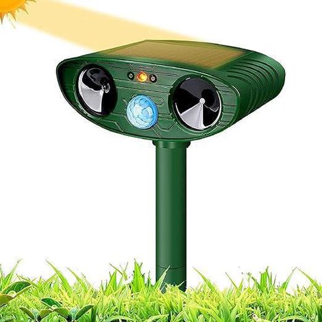 Répulsif ultrason anti-chat et rongeurs, détecteur de mouvement, imperméable pour extérieur, dissuasion animaux nuisibles de jardin (1/5)