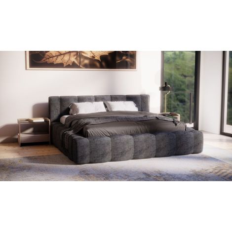Polsterbett Doppelbett LIZETH 120x200cm Komplettset Stoff Perfect Harmony Anthrazit