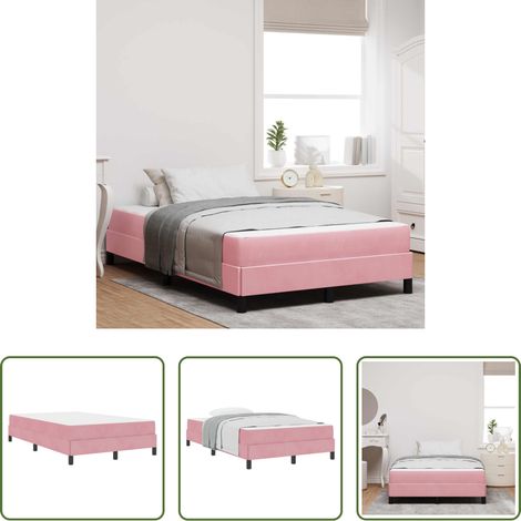 vidaXL Confort de sommeil - Lit à ressorts avec matelas Rose 120 x 190 cm tissu (1/5)