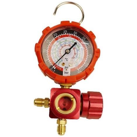 Manometer für Klimaanlagen (R410A, R22) mit Sichtfenster, 500 Psi, Rot (1/5)