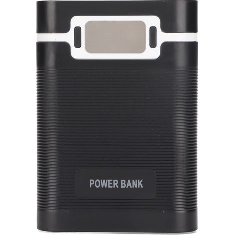 Selbstbau-Powerbank-Ladegerät für 4 x 18650-Akkus mit LCD-Bildschirm und zwei Micro-USB-Ladeanschlüssen – Schwarz