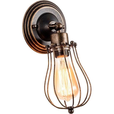 Applique Murale Industrielle Métal Fer E27 Luminaire Vintage Retro pour Maison de Champagne Café Loft Cuisine Salon et chambre d'hôtel,Rouille