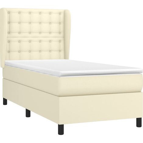 vidaXL Sommier à lattes de lit avec matelas Crème 80x200 cm Similicuir (1/5)