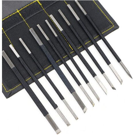 Outil de Sculpture sur Pierre Ligne Noire en Acier au Carbone Haute Ensemble de l'outil de Gravure,10PCS (1/5)