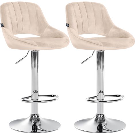 Set da 2 sgabelli da bar Milet in velluto crema Metallo in look cromato