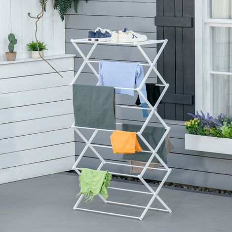MEUBLIV Tendedero torre plegable de 8 niveles blanco 74x35x144 cm – sin montaje, ahorro de espacio (1/5)