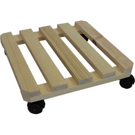 1PZ PORTAVASO MOBILE IN LEGNO SCURO CON RUOTE cm.34x34