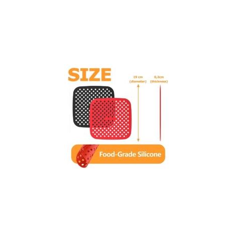 2 revestimientos de silicona antiadherentes para freidora de aire - Accesorios para freidora sin aceite, antiadherentes, freidora de aire, papel pergamino (18,6 cm cuadrados) - Crezuo