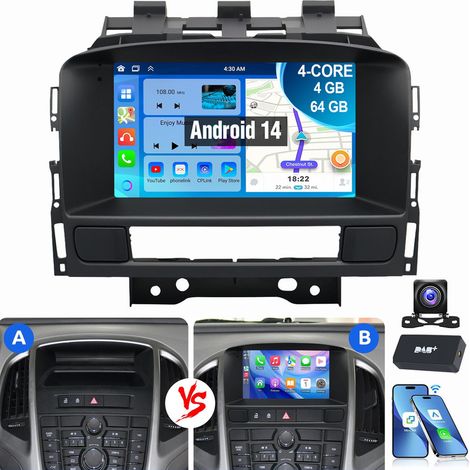 Autoradio Android 14 pour Opel Astra J 2009-2014, Apple Carplay, Navigation RDS 4+64G DAB CAM (1/5)