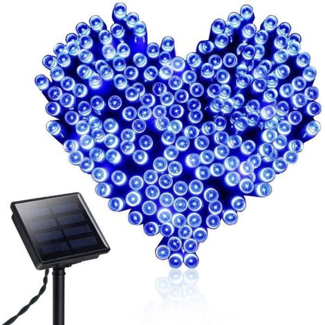 Wasserdichte Solar-Lichterkette 22M 200 LED - MARKE - Blau - 8 Beleuchtungsmodi