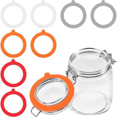 Set of 8 replacement silicone seals, rubber rings for canning jars, glass seals, assorted colors, airtight, sealing rings 70 x 95 mm (1/5)