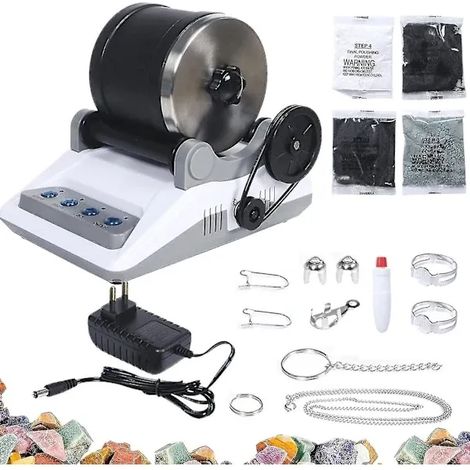 Stone polishing kit, professional polishing cup set, polishing roller, stone polishing machine, 7-day timer, 4 types of polishing powder (QB)