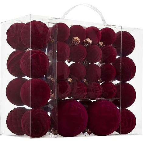 Boule De Noel Velours - 46 Pièces - Diamètres 4 cm 6 cm 8 cm - Décoration Arbre De Noël Intérieur (1/3)