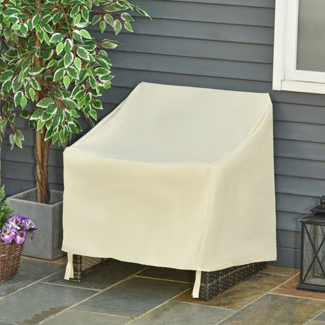 Funda Protectora para Muebles de Jardín 68x87x77cm Funda de Tela Oxford 600D Impermeable para Patio Terraza Color Beige (1/5)