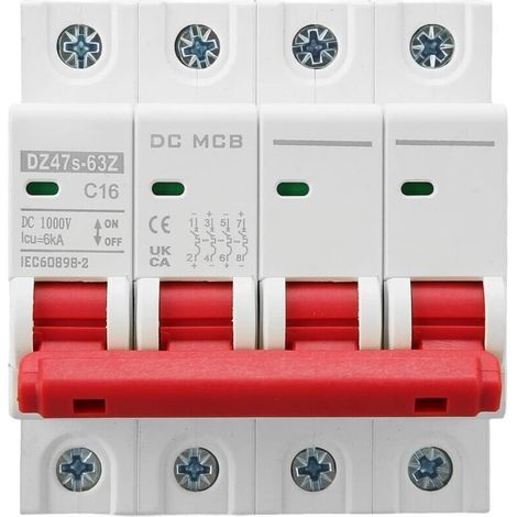 Disjoncteurs Miniatures 4P Système Solaire PV 16A Montage sur Rail DIN 6000A Capacité Segmentée DC1000V DZ47s 63Z C16 (1/4)