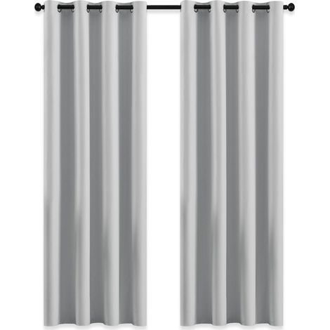 Rideau Occultant - Rideaux d'Extérieur pour Jardin Pergola à Oeillets Lumière Bloquer Isolant Thermique Décoration pour Tonnelle, L 132 x H 213 cm, Gris Blanc, 2 PCs