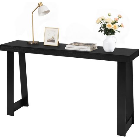 Console d’Entrée 140 cm de Long, Table Console Moderne, Table d'Appoint Rectangulaire en Bois, Bout de Canapé Étroit et Long, Meuble de Rangement pour Couloir, Chambre, Salon, Vestibule, Noir (1/5)