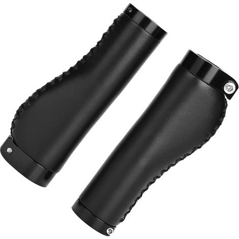 Fahrradlenker aus Leder - Fahrradzubehör - Retro - PU-Leder - Grau - Griffe - Passend für alle Fahrräder - Retro-Modell (1/5)