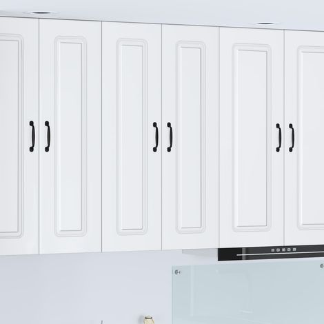 Meuble de cuisine 2 portes avec 3 étagères en bois d’ingénierie blanc brillant 60 x 31 x 100 cm - PANGIVO (1/5)