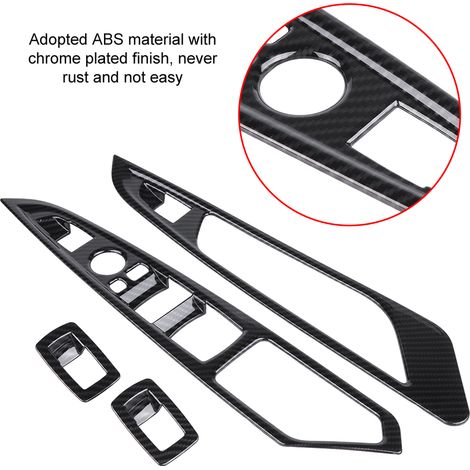 4pcs Volant Carbone Cover Bouton Fenêtre Voiture Trim pour BMW X5 X6 F15 F16 2014-2018 Fibre de Carbone (1/5)