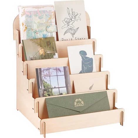 Display Standaard - Soporte De Madera Para Tarjetas Y Posters - 5 Niveles - Escritorio Decorativo - 1 Unidad (1/5)
