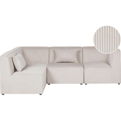 Sofá 4 plazas de pana asiento moderno derecho sala de estar beige Lemvig (1/5)