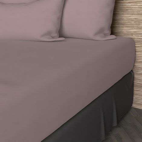 Drap housse en coton 57 fils 90x190 cm UNI vieux rose, par Soleil d'ocre