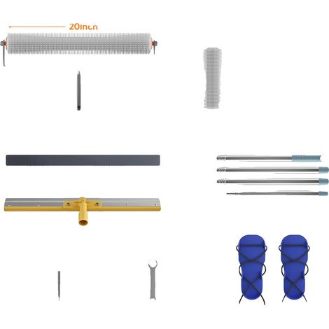 Kit d'outils en ciment auto-nivelant, grattoir en acier inoxydable, perche extensible, Bleu (1/2)