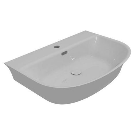 Lavabo appoggio/sospeso 65x48 semicircolare in ceramica bianco (1/2)