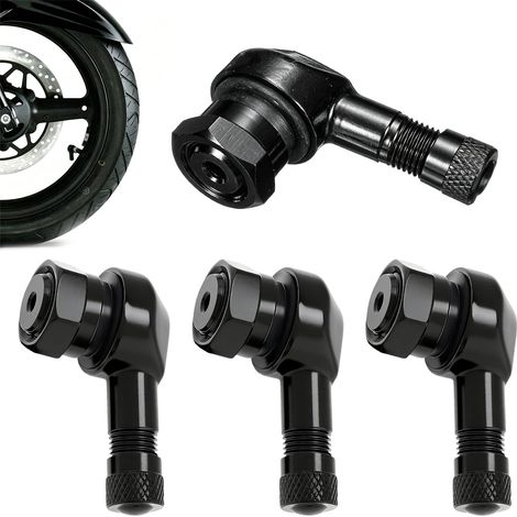4 PCS Valve Coudée Moto 90 Degrés, Adaptateur pour Gonflage Rapide des Pneus, Entretien de Pression d'urgence, Alliage d'Aluminium Durable, pour Moto Vélo Camping-Car Camion (1/5)