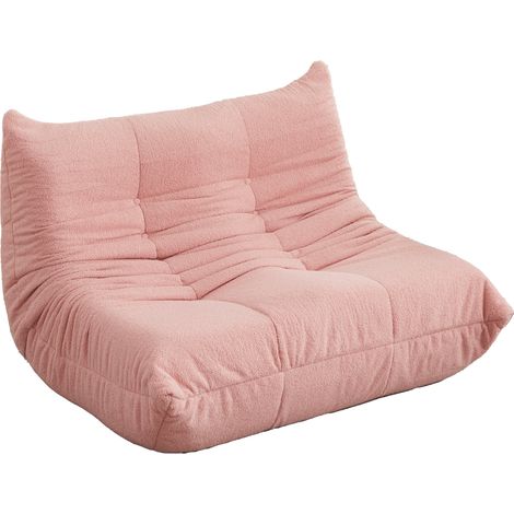 Sofá de suelo sin brazos de chenilla rosa con espuma de alta densidad 127x99x83 cm HOMVRA (1/4)