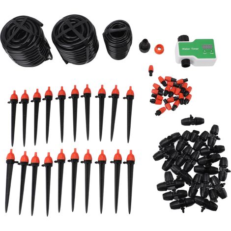 Kit de système d'irrigation goutte à goutte, arrosage automatique avec minuterie d'eau, pour serre, jardin, pelouse, plantes en pot