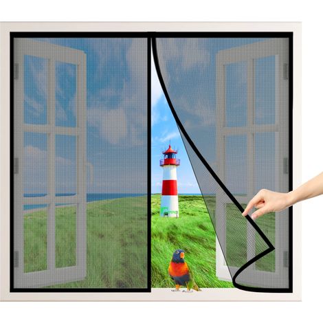 Moustiquaire magnétique pour fenêtre, 120 x 140 cm, installation facile sans perçage, noire (1/5)