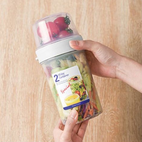 [Tragbarer Aufbewahrungsbehälter] Luftdichter 2-stöckiger Behälter für Joghurt, Salat, Obst, Snacks, PP, 200 g (7,05 oz) (1/5)