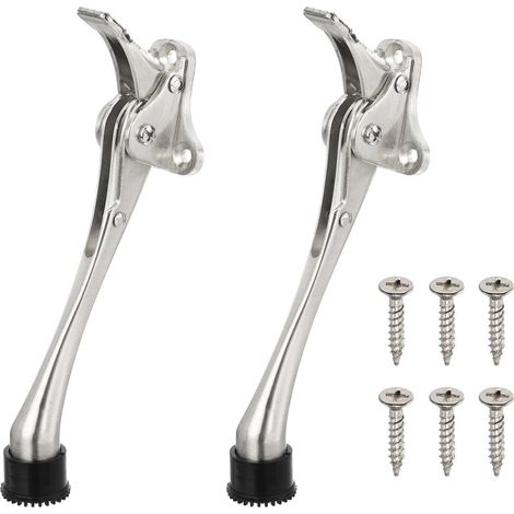 butées de porte - Butées de porte rabattables - Butée de porte robuste pour le bas de porte - Caoutchouc antidérapant - Butée de porte rabattable - Argent - 180 mm (1/5)