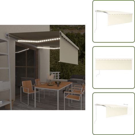 The Living Store Markise Automatisch mit Rollo LED Windsensor 4x3 m Creme - Markise mit LED (1/5)