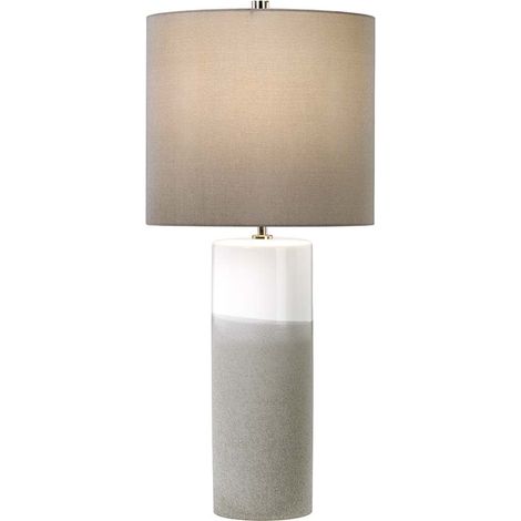 Nachttischleuchte Tischlampe Beistellleuchte Kunstseide Keramik grau weiß E27 (1/2)