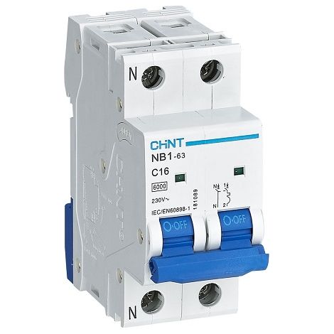 INTERRUTTORE MAGNETOTERMICO 1P+N 20A 6KA CURVA C 2 MODULI CHINT 180254