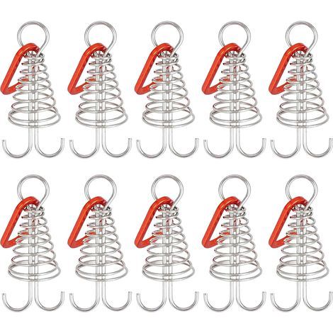 Set of 10 aluminum alloy deck anchors with spring buckle, portable tent pegs for camping (1/5)