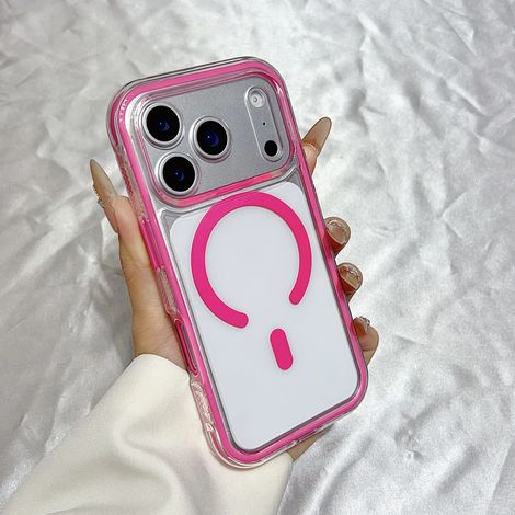 Coque de protection transparente en silicone souple pour iPhone 17 rose rouge (1/5)