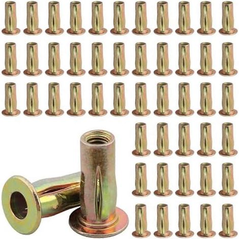 Kit de 50 écrous à sertir multi-positions, écrous à sertir 5/16-18 à tige pré-bourrée, avec écrous à tête plate zingués et inserts filetés. (1/5)