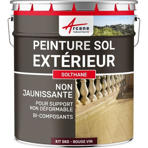 Peinture pour sol extérieur et intérieur, pour béton, haute résistance, non jaunissante : Solthane - 5 kg Rouge Vin - RAL 3005 - ARCANE INDUSTRIES