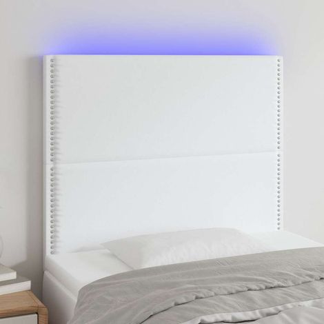 Tête de lit blanche à LED colorée réglable en similicuir 100 x 5 x 118/128 cm - PANGIVO (1/5)