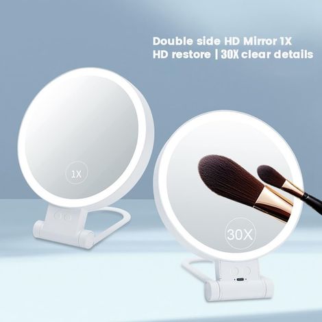 Miroir de maquillage éclairé par LED, Miroir de salle de bain à lumière, miroir de courtoisie réglable en 3 couleurs (1/5)