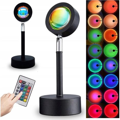 Proyector de luz nocturna LED con efecto atardecer, 16 colores, decoración para la habitación, regalo. (1/5)