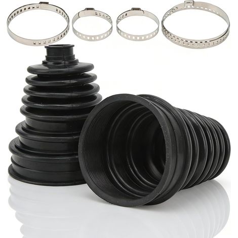 soufflet de cardan, Soufflet de cardan universel, 2 pièces, avec 4 colliers de serrage en acier inoxydable, soufflets de cardan hautement flexible pour voitures,black (1/5)
